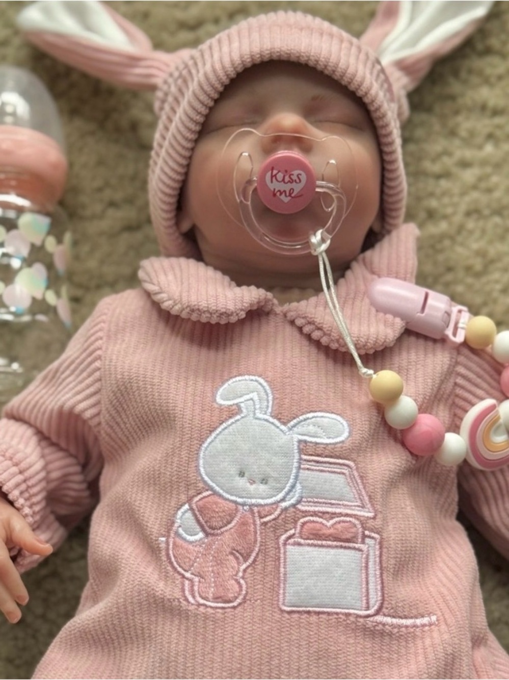 Realistic Newborn Doll Baby Bunny Pacifier Clip & Pacifier NOT A TOY FINAL SALE